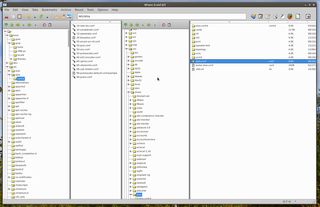 four-pane detailed-list file manager