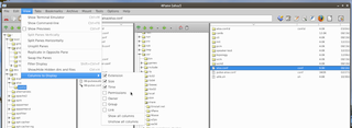 four-pane detailed-list file manager