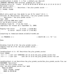 abcde -1 -o flac -a default,cue /dev/sr0