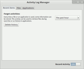 blacklist configuration user interface for Zeitgeist