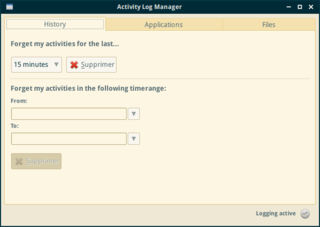 blacklist configuration user interface for Zeitgeist
