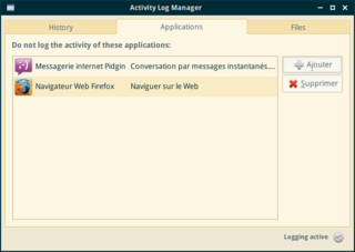 blacklist configuration user interface for Zeitgeist