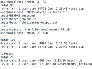 advzip -x tests.zip - Extract all the files