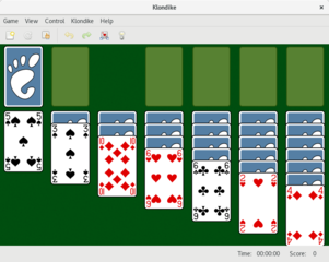 Aislerot showing Klondike, one of over eighty included variants of solitaire