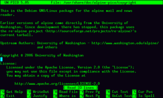 Simple text editor from Alpine, a text-based email client