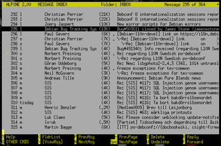 Text-based email client, friendly for novices but powerful