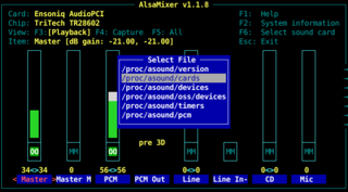 alsamixer - press F2
