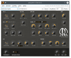 two oscillators software synthesizer