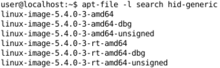 apt-file -l search hid-generic (-l - Only display package name)