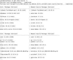 Shows source-package information