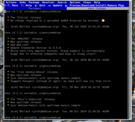 key "C"-View a package's changelog (emoji)