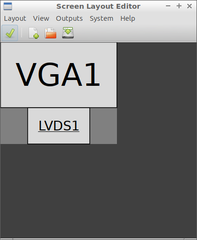 XRandR 0.1.9 in LDXE with and one external VGA monitor above the native one