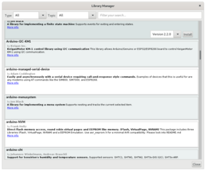 User interface of the library manager from Arduino.