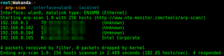 scanning localnet, discovering devices listing their ips and mac addresses