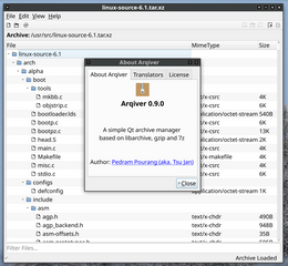 Simple Qt5 archive manager; front-end for libarchive, gzip and 7z.