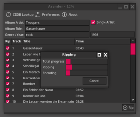Graphical audio CD ripper and encoder