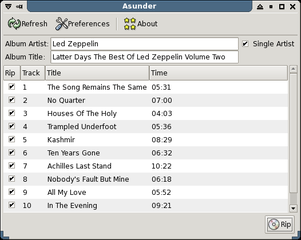 Graphical audio CD ripper and encoder
