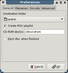 Graphical audio CD ripper and encoder