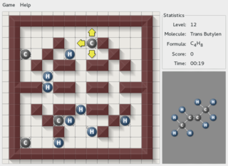 puzzle game for building molecules out of separate atoms