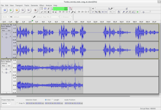 Audacity playing two files.
