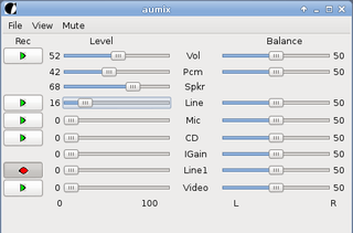 Simple mixer control program with GUI and text interfaces