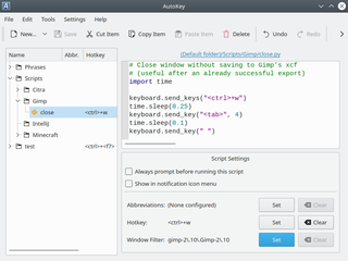 Opened the main window, currently editing a Python 3 script.