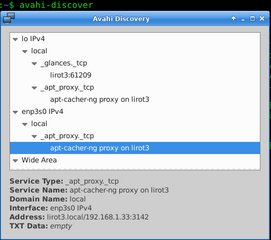 Service discover user interface for avahi