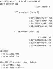 Command-line utility for storage conversions and calculations