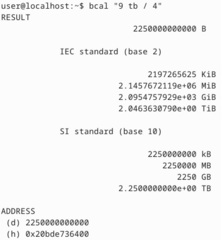 Command-line utility for storage conversions and calculations