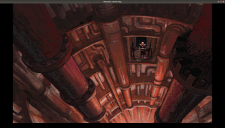 A large ventilation shaft looms infront of the player