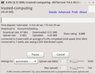 bittorrent client with GUI interface