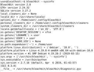 bleachbit --sysinfo