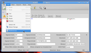 Full featured hexadecimal editor