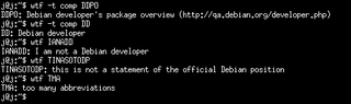 command wtf  showing different abbreviations from the comp DB and default DB