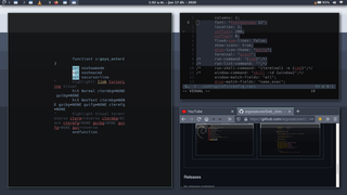 bspwm 0.9.5 default tiling layout with gaps set to 20.
