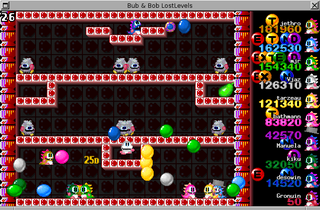 multiplayer clone of the famous Bubble Bobble game