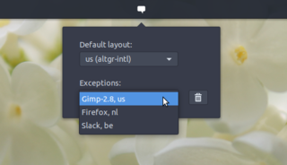 Defining the default layout and defining an exception for an application