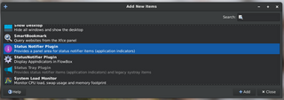 plugin for xfce4-panel to show StatusNotifierItems - Budgie