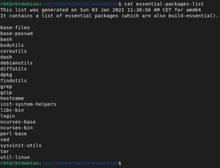 Informational list of build-essential packages