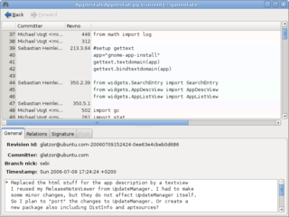 provides graphical interfaces to Bazaar (bzr) version control
