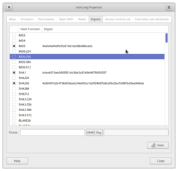 caja extension for computing checksums and more using gtkhash