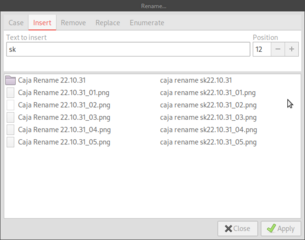 Batch renaming extension for Caja
