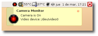 Webcam monitoring in system tray