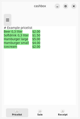 cashbox - memorise cost and calculate price of articles