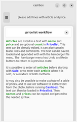 cashbox - memorise cost and calculate price of articles