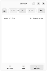 cashbox - memorise cost and calculate price of articles