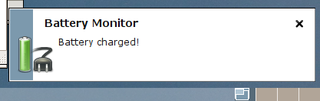 Battery Monitor. Battery charged!