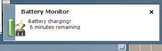Battery Monitor. Battery Charging! 6 minutes remaining.