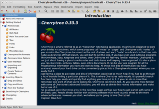 hierarchical note taking application