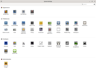 configuration applets for the Cinnamon desktop